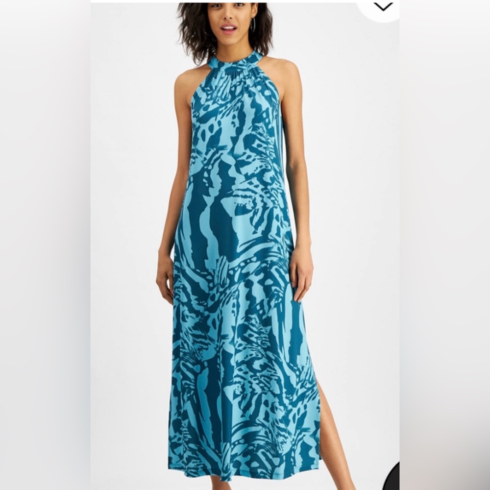 Bar III Blue Maxi Dress with Abstract Print